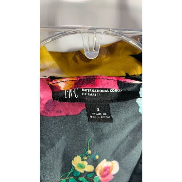 INC International Concepts Women's Intimates Bold Floral Robe Black Size Small - Picture 5 of 9